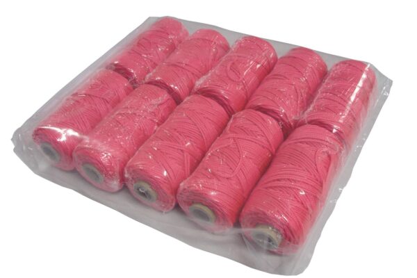 Super Prof, metselkoord gevlochten 1,5mm PA fluor rose, klos 50 mtr, per 10 stuks verpakt in plastic zak